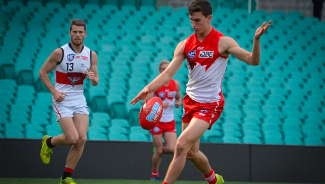 Sam Wicks in action for the Swans in the NEAFL